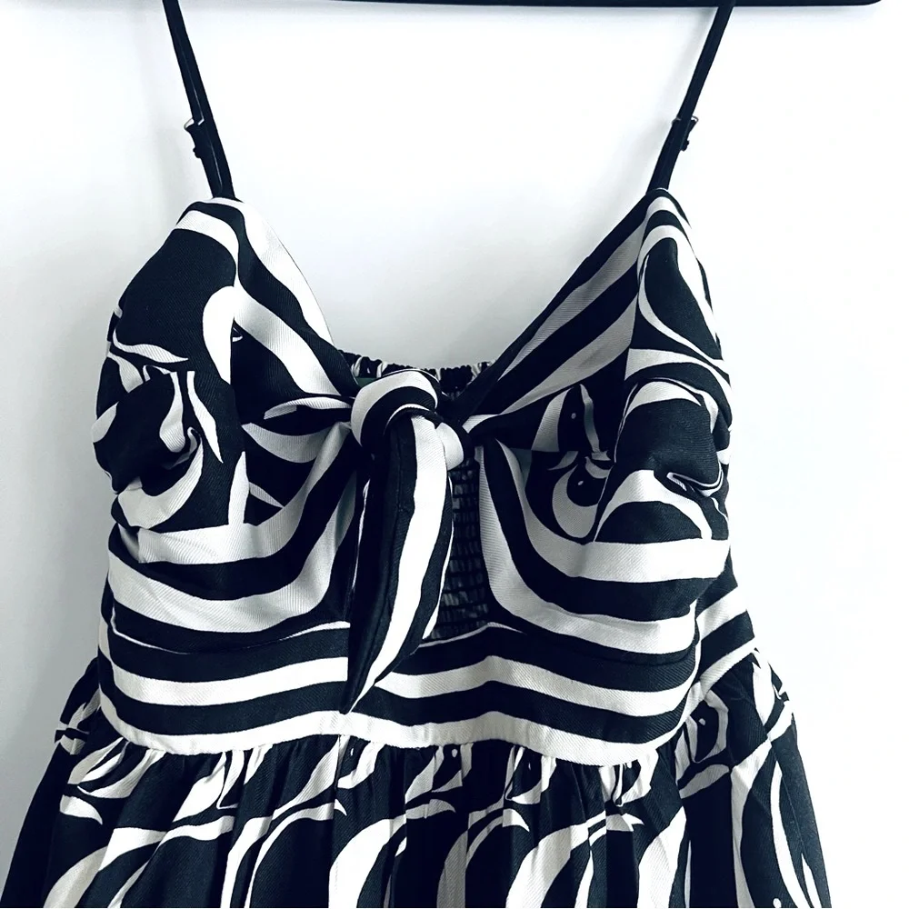 FARM Rio Brazil Copacabana Sidewalks Print Monochrome Midi Dress Size M (Medium) - Picture 11 of 16
